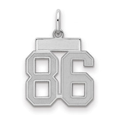 Sterling Silver/Rhodium-plated Satin Number 86 Charm - 4