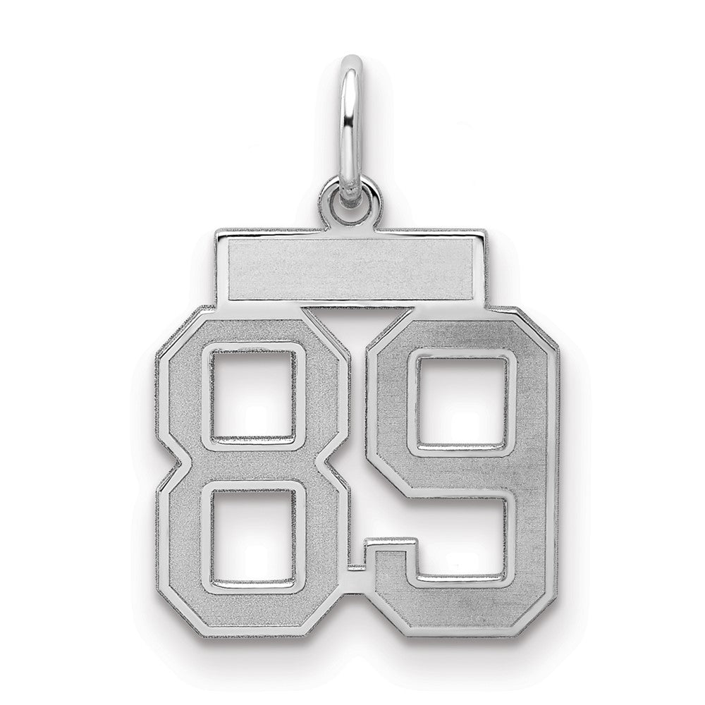 Sterling Silver/Rhodium-plated Satin Number 89 Charm - 4