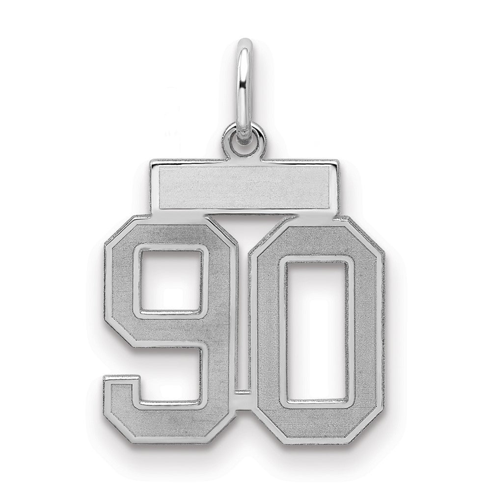 Sterling Silver/Rhodium-plated Satin Number 90 Charm - 4