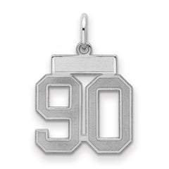Sterling Silver/Rhodium-plated Satin Number 90 Charm - 4