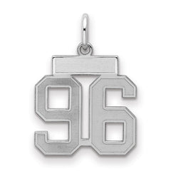 Sterling Silver/Rhodium-plated Satin Number 96 Charm