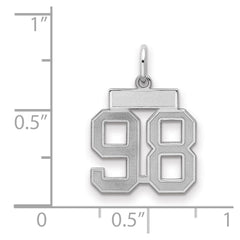 Sterling Silver/Rhodium-plated Satin Number 98 Charm - 3
