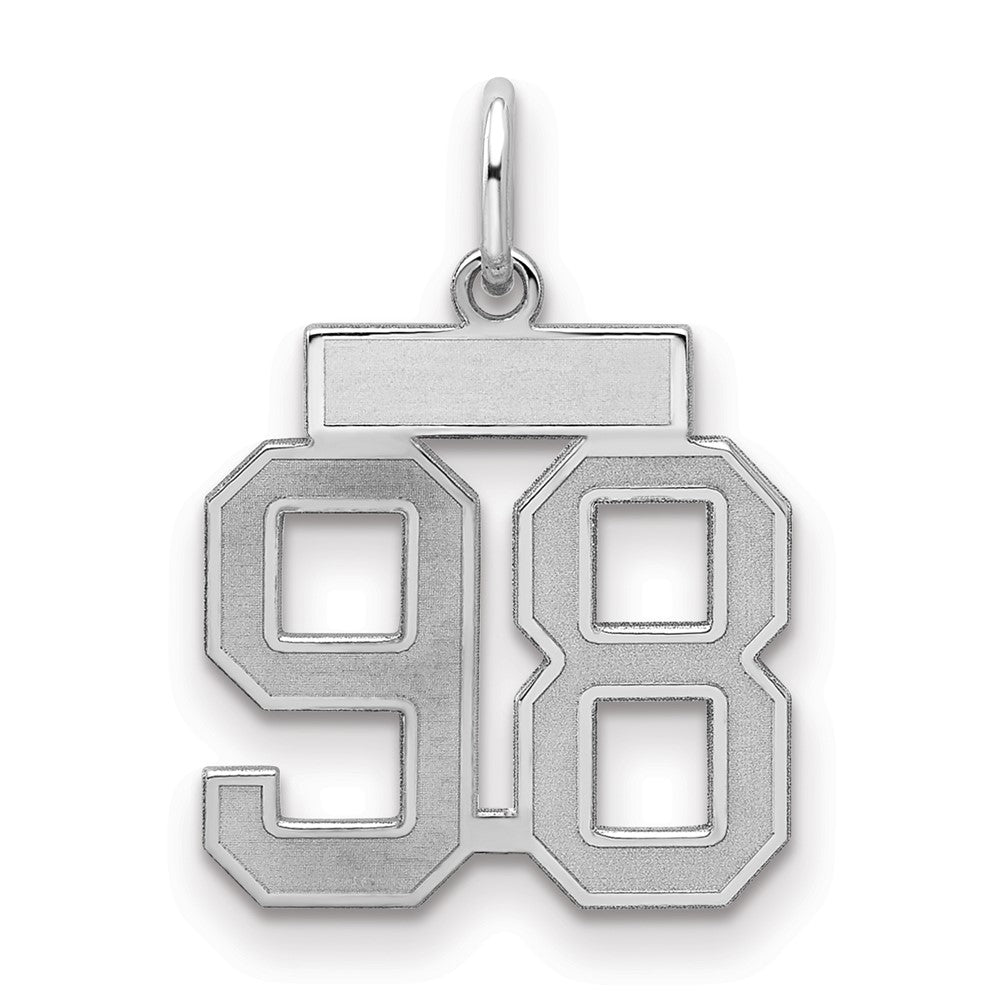 Sterling Silver/Rhodium-plated Satin Number 98 Charm - 3