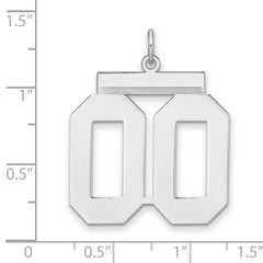 Sterling Silver/Rhodium-plated Polished Number 00 Charm
