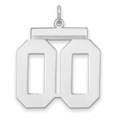 Sterling Silver/Rhodium-plated Polished Number 00 Charm