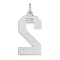 Sterling Silver/Rhodium-plated Polished Number 2 Charm - 2