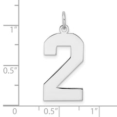Sterling Silver/Rhodium-plated Polished Number 2 Charm - 2