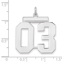 Sterling Silver/Rhodium-plated Polished Number 03 Charm