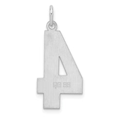 Sterling Silver/Rhodium-plated Polished Number 4 Charm - 3