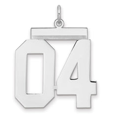 Sterling Silver/Rhodium-plated Polished Number 04 Charm
