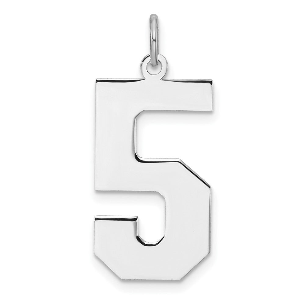 Sterling Silver/Rhodium-plated Polished Number 5 Charm - 2