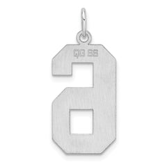 Sterling Silver/Rhodium-plated Polished Number 6 Charm - 3