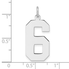 Sterling Silver/Rhodium-plated Polished Number 6 Charm - 3