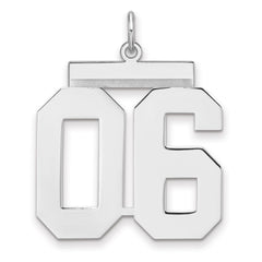 Sterling Silver/Rhodium-plated Polished Number 06 Charm