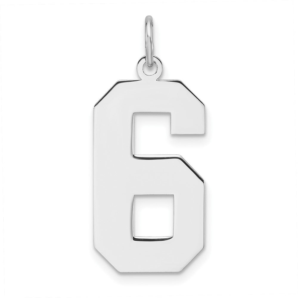 Sterling Silver/Rhodium-plated Polished Number 6 Charm - 3