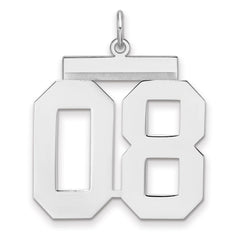 Sterling Silver/Rhodium-plated Polished Number 08 Charm