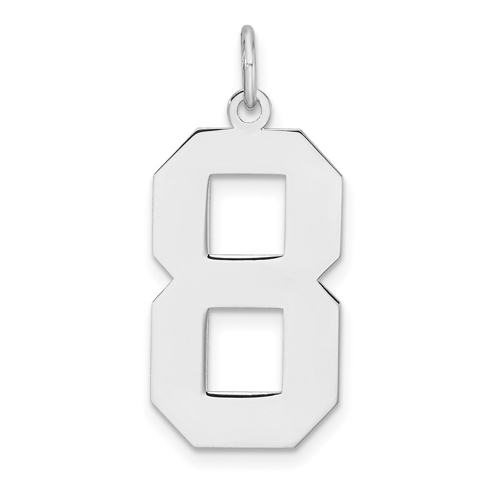 Sterling Silver/Rhodium-plated Polished Number 8 Charm - 4