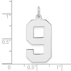 Sterling Silver/Rhodium-plated Polished Number 9 Charm - 2