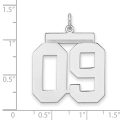 Sterling Silver/Rhodium-plated Polished Number 09 Charm