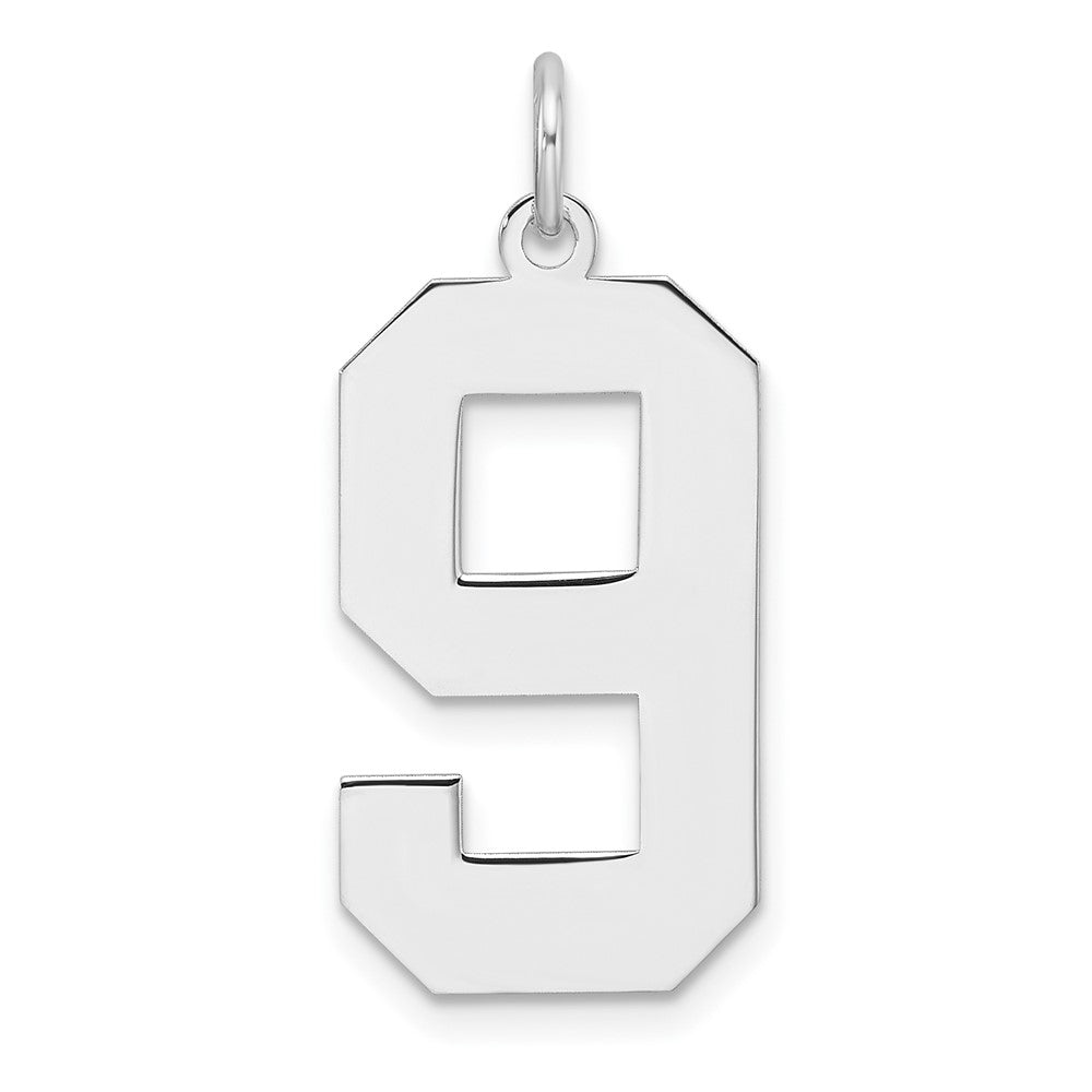 Sterling Silver/Rhodium-plated Polished Number 9 Charm - 2