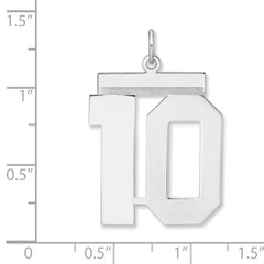 Sterling Silver/Rhodium-plated Polished Number 10 Charm - 3