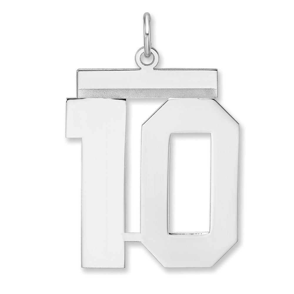 Sterling Silver/Rhodium-plated Polished Number 10 Charm - 3
