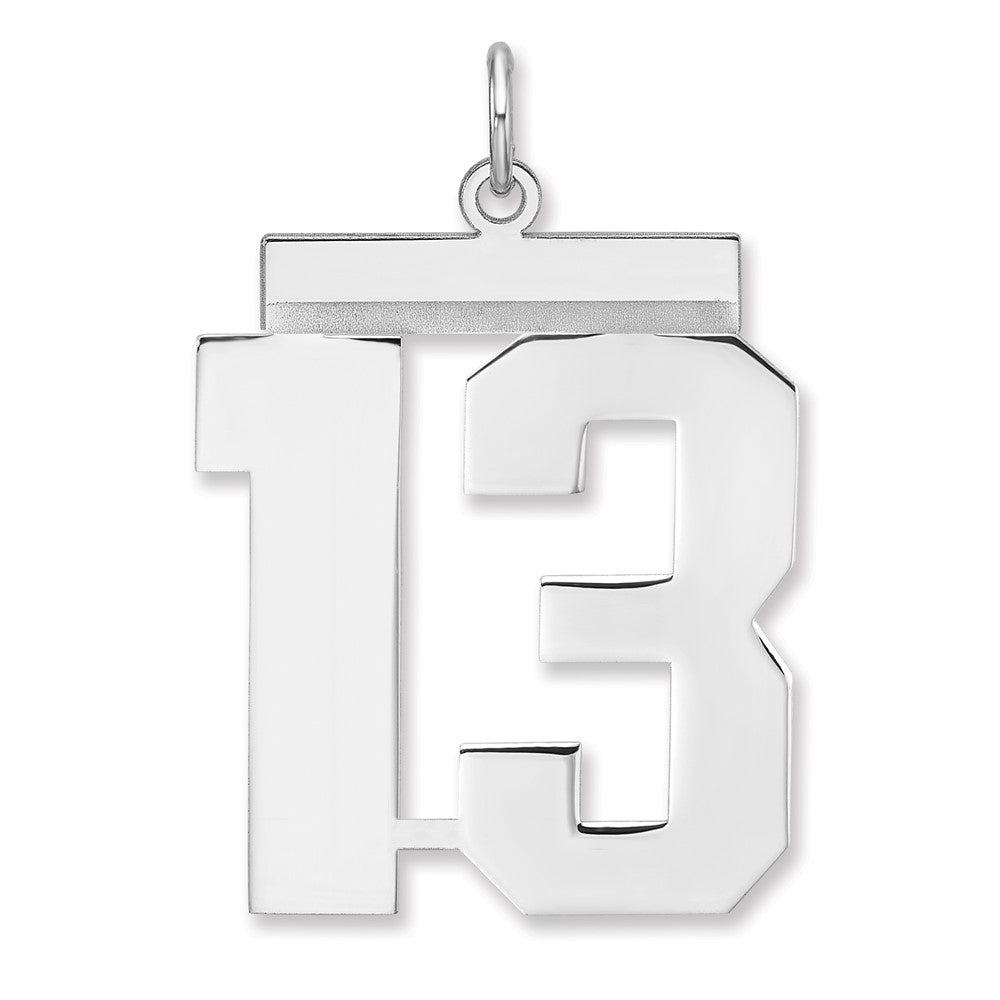 Sterling Silver/Rhodium-plated Polished Number 13 Charm - 3