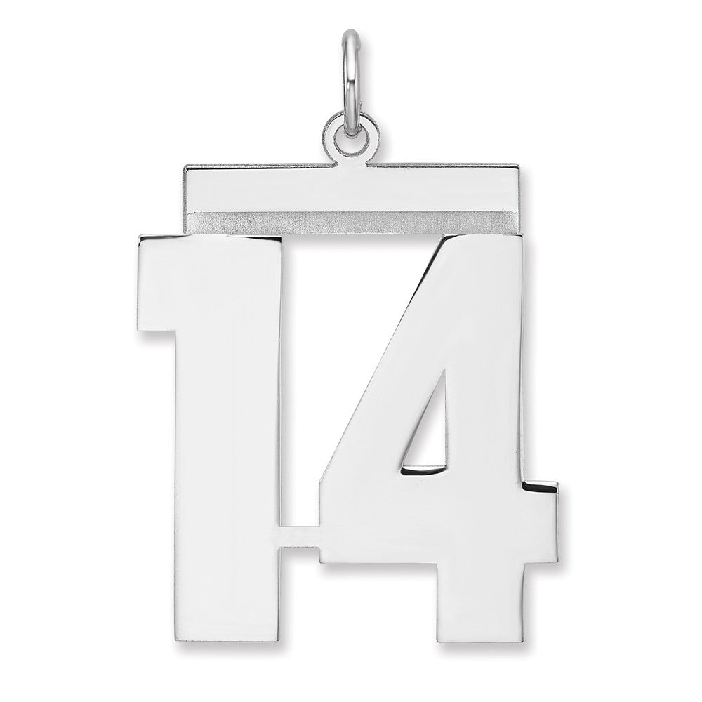 Sterling Silver/Rhodium-plated Polished Number 14 Charm - 2