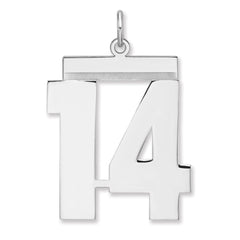 Sterling Silver/Rhodium-plated Polished Number 14 Charm - 2