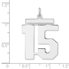 Sterling Silver/Rhodium-plated Polished Number 15 Charm - 3
