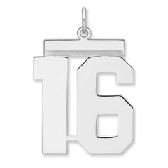 Sterling Silver/Rhodium-plated Polished Number 16 Charm - 3