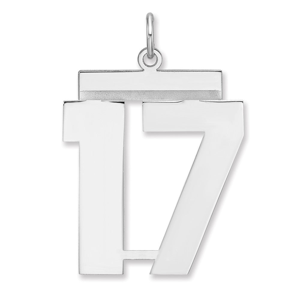 Sterling Silver/Rhodium-plated Polished Number 17 Charm - 2