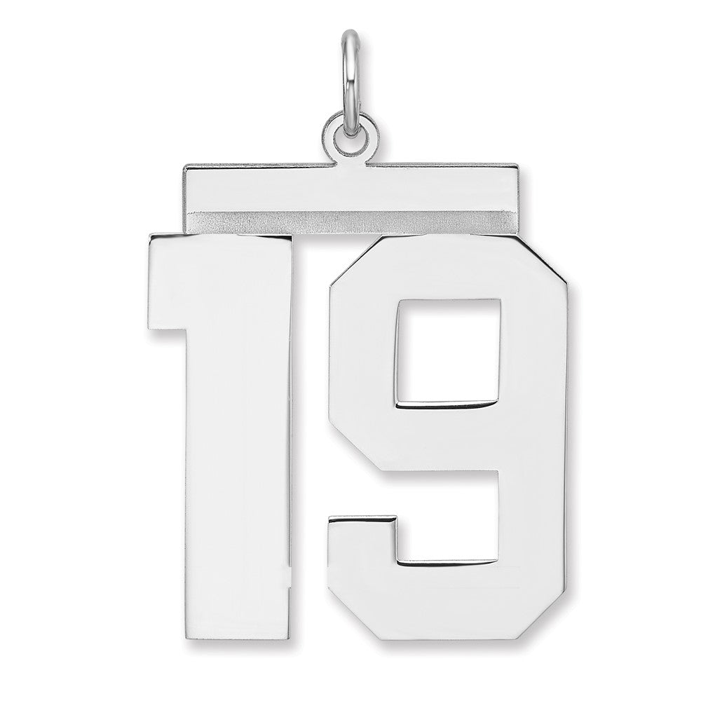 Sterling Silver/Rhodium-plated Polished Number 19 Charm - 3