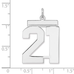 Sterling Silver/Rhodium-plated Polished Number 21 Charm - 3