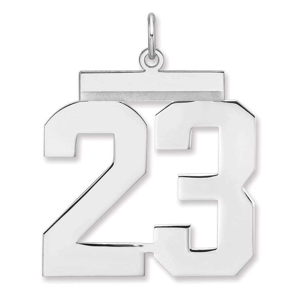 Sterling Silver/Rhodium-plated Polished Number 23 Charm - 4