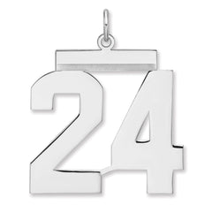 Sterling Silver/Rhodium-plated Polished Number 24 Charm - 2