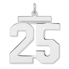 Sterling Silver/Rhodium-plated Polished Number 25 Charm - 2