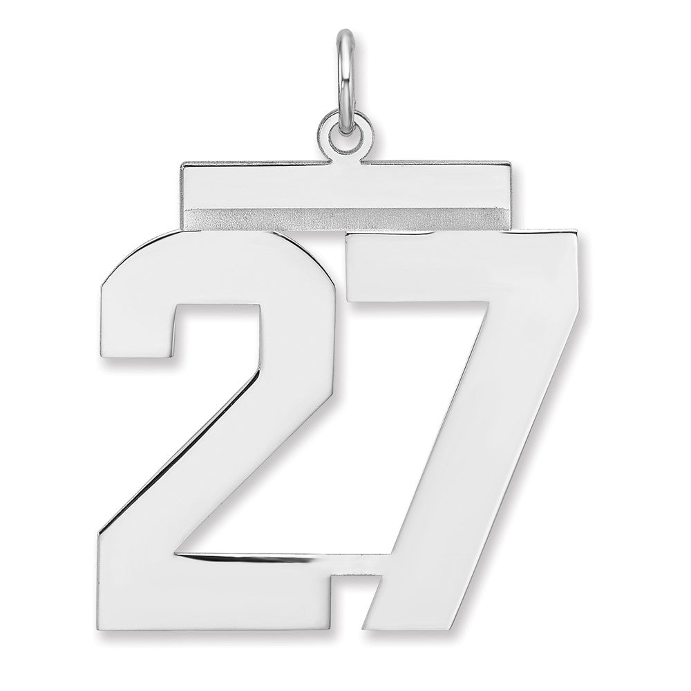 Sterling Silver/Rhodium-plated Polished Number 27 Charm - 2
