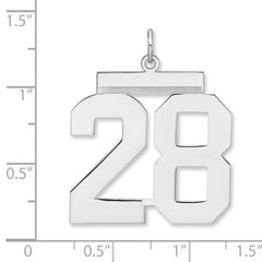 Sterling Silver/Rhodium-plated Polished Number 28 Charm - 3
