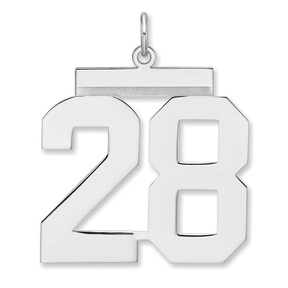 Sterling Silver/Rhodium-plated Polished Number 28 Charm - 3
