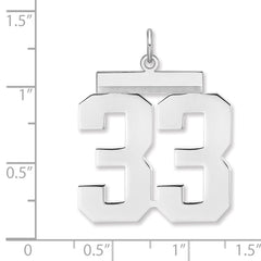 Sterling Silver/Rhodium-plated Polished Number 33 Charm - 3