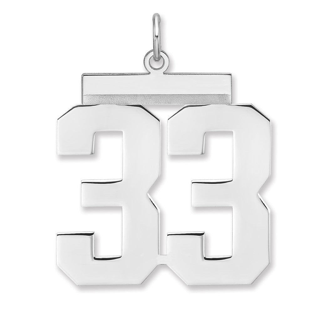Sterling Silver/Rhodium-plated Polished Number 33 Charm - 3