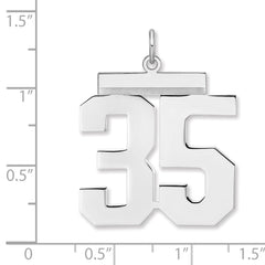 Sterling Silver/Rhodium-plated Polished Number 35 Charm - 3
