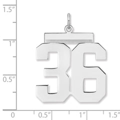 Sterling Silver/Rhodium-plated Polished Number 36 Charm - 3