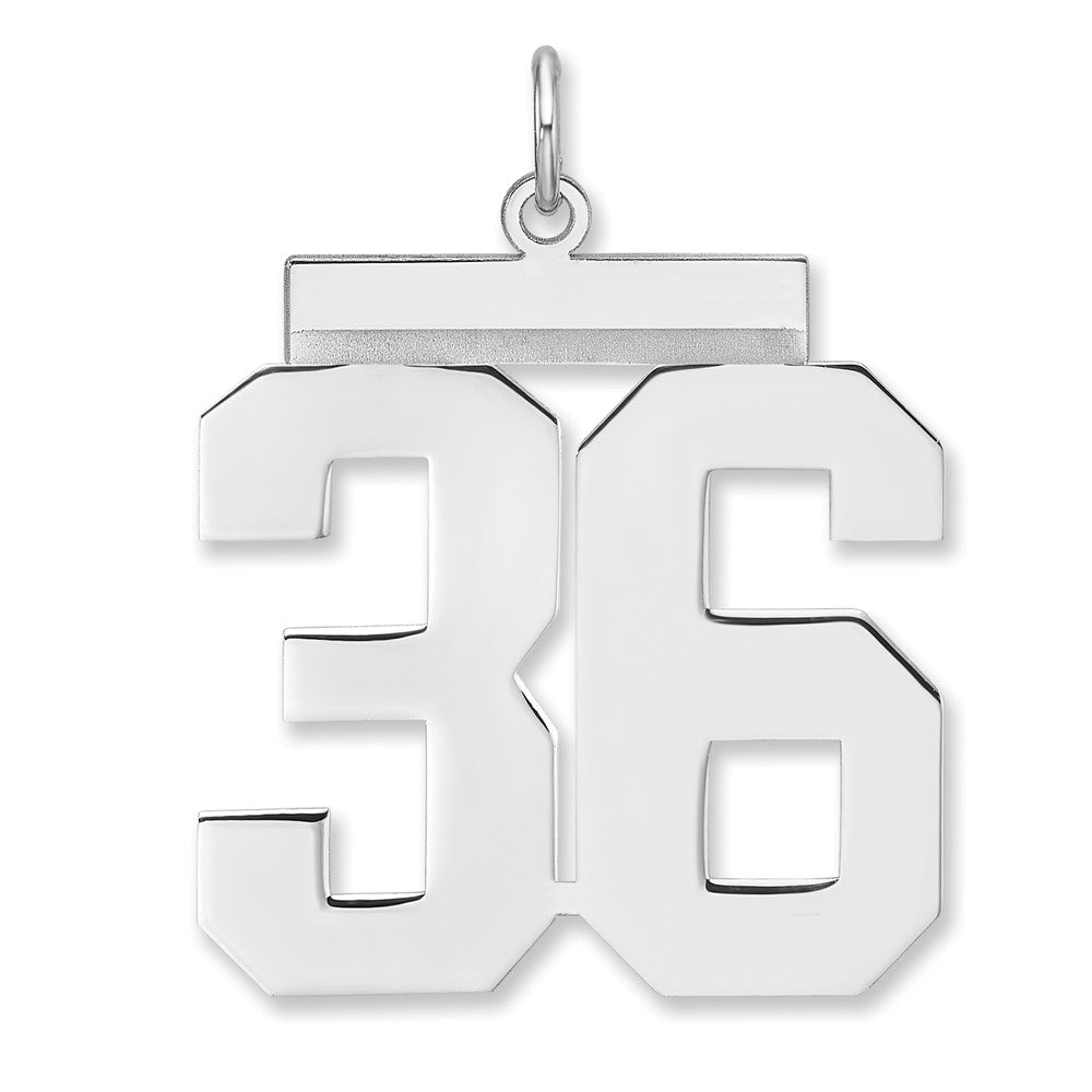 Sterling Silver/Rhodium-plated Polished Number 36 Charm - 3