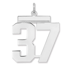 Sterling Silver/Rhodium-plated Polished Number 37 Charm - 2