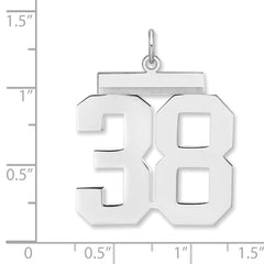 Sterling Silver/Rhodium-plated Polished Number 38 Charm - 3