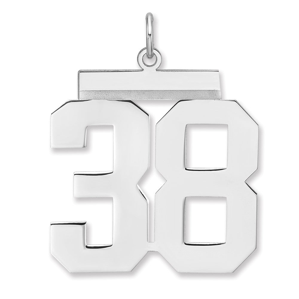 Sterling Silver/Rhodium-plated Polished Number 38 Charm - 3