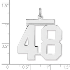 Sterling Silver/Rhodium-plated Polished Number 48 Charm - 3