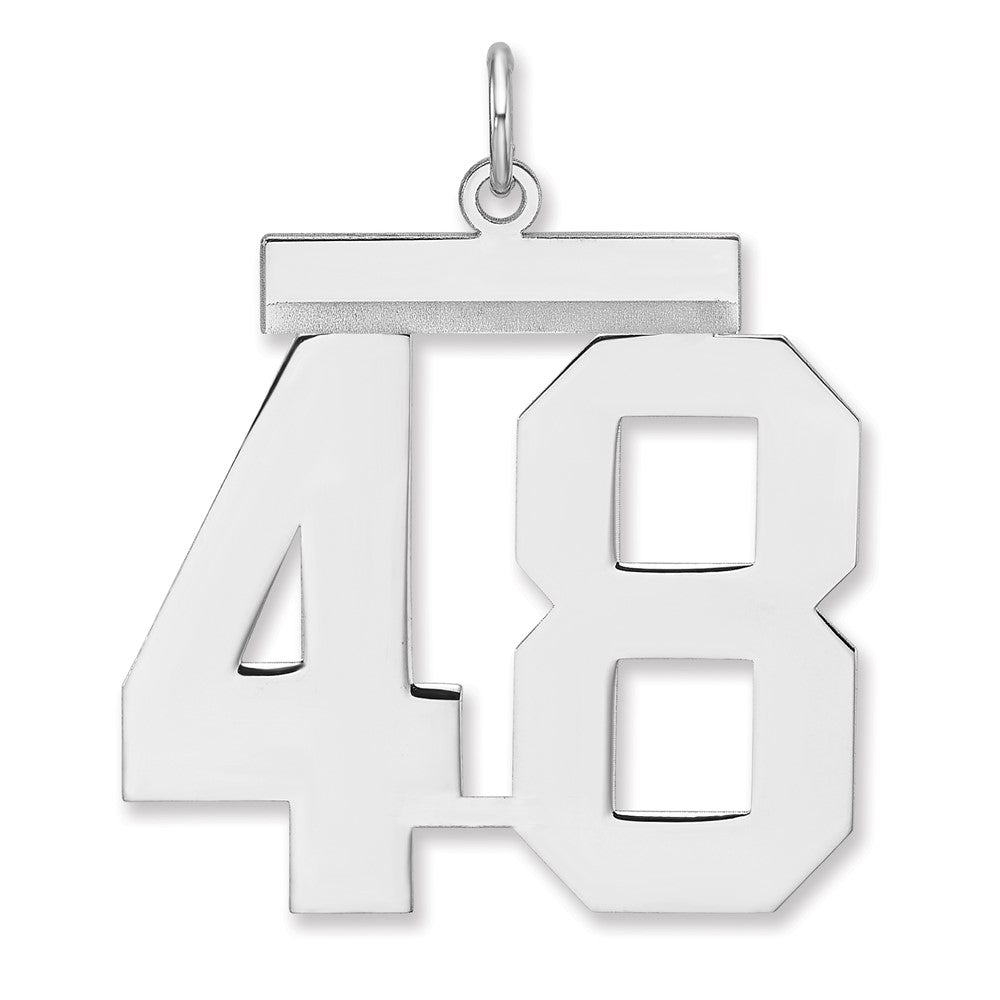 Sterling Silver/Rhodium-plated Polished Number 48 Charm - 3